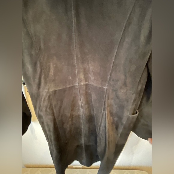 Oscar Leopold Black Suede Leather with  Faux Fur Collar Coat size Small - Picture 11 of 12